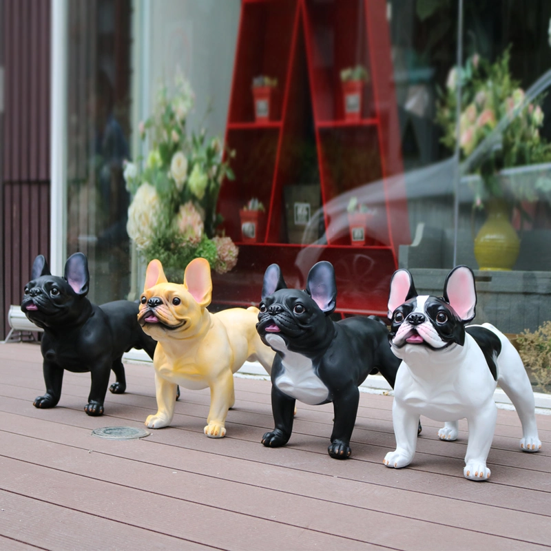 New Arrival Polyresin Big Dog Standing Statue Sculpture Resin French Bulldog Animal Polystone Crafts Molds