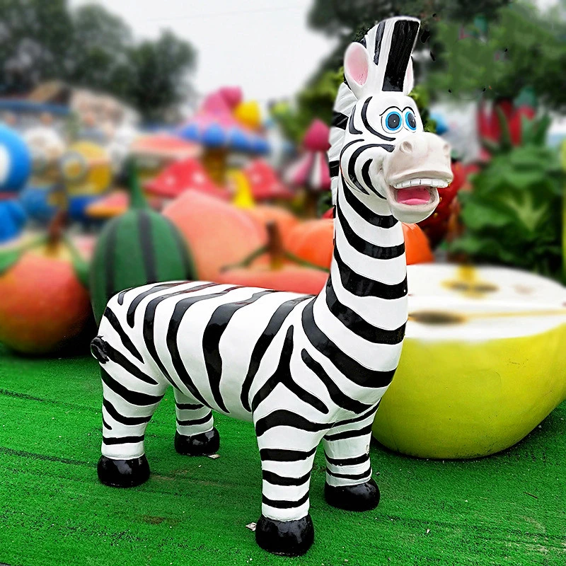 Garden Resin Art Animal Decor Fiberglass Life Size Zebra Statue Garden Animal Sculpture