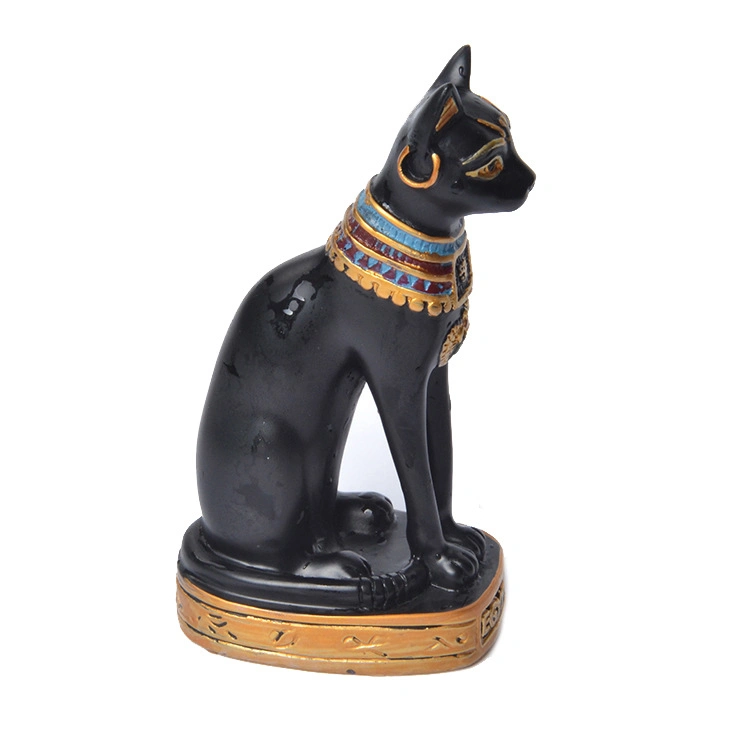 Home Office Ornaments Resin Kitten Stretching Black Cat Animal Statue Polyresin Sculpture