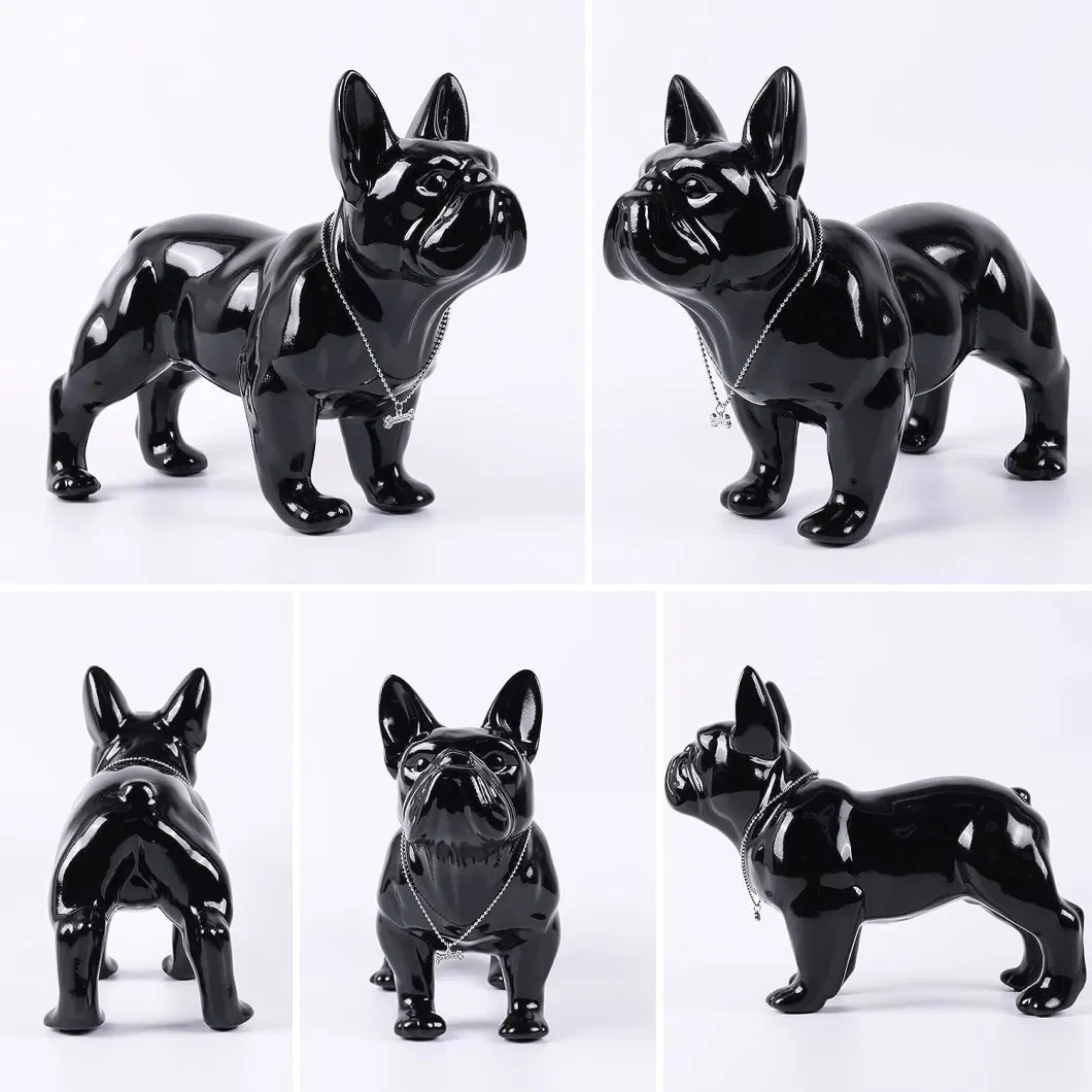 Best Friend Black Resin French Bulldog Figurines Handmade Polyresin Animal Statue