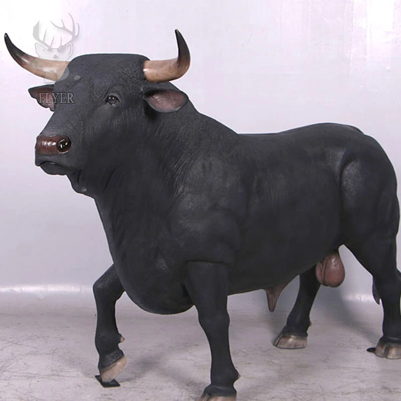Life Size Resin Animal Cow Sculpture Hand Painting Fiberglass Bull Statue for Outdoor Decoration