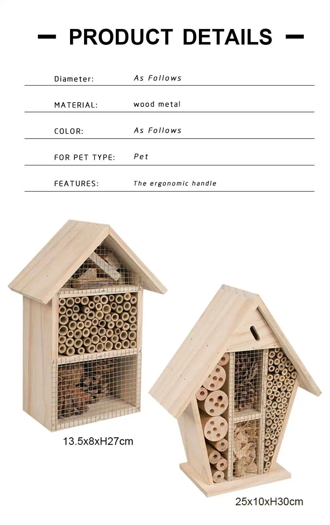 Rena Pet Wood and Metal Ergonomic Handle Funny and Interactive Insect House