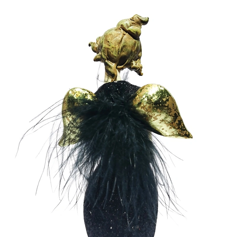 Resin Statue Fairy Girl No Face Black Angel Figurines Female Desk Ornament