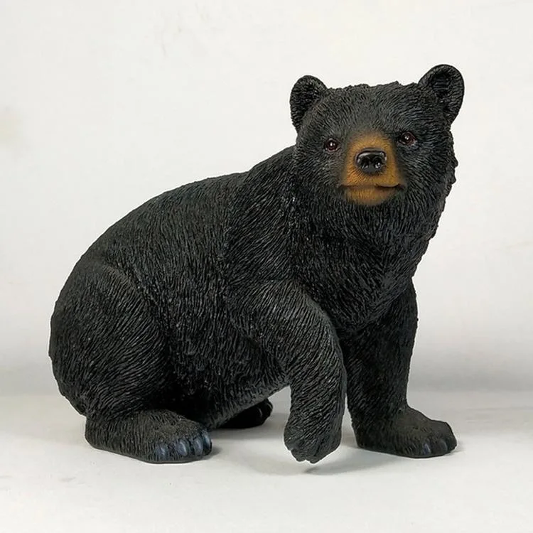 Resin Animal Figurine Black Bear Statue for Home Garden Decor