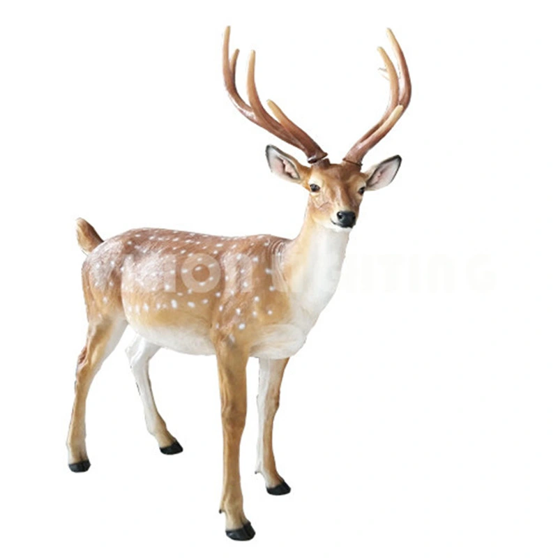 Resin Garden Decor Life Size Fiberglass Reindeer Animal Sculpture for Zoo Decoration