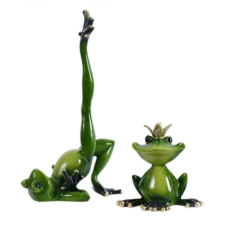 Hand Made Resin Yoga Frog Figurines Statue for Indoor Table Decor