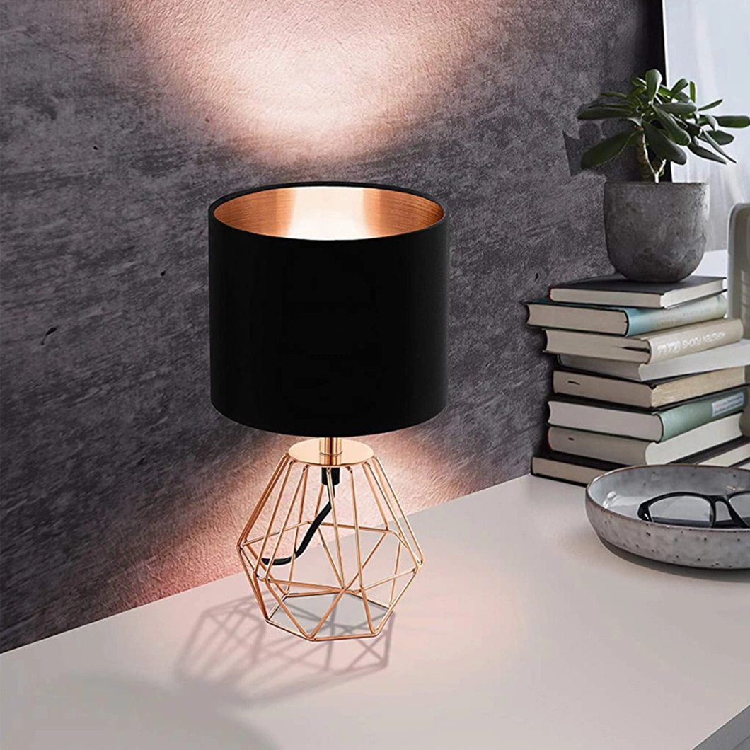 Clothshade Night Lights Rose Gold Cage Table Lamp