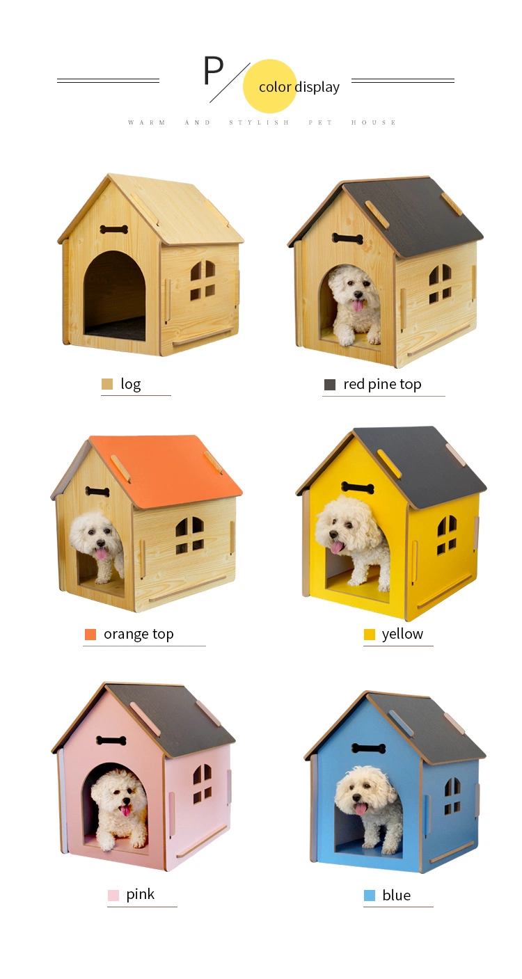 Dog House Outdoor Cat Nest Pet House Kennel Hot Sale Detachable Wooden Luxury Wood Fashion Animal Houses with Door