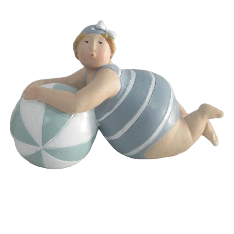 Resin Beautiful Beach Fat Woman Statue Resin Lady Figurine for Home Decoration