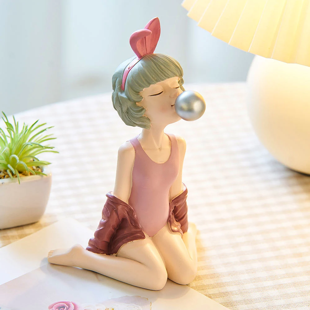 Modern Bubble Girl Character Art Statue Home Desktop Decoration Sculpture Accessories