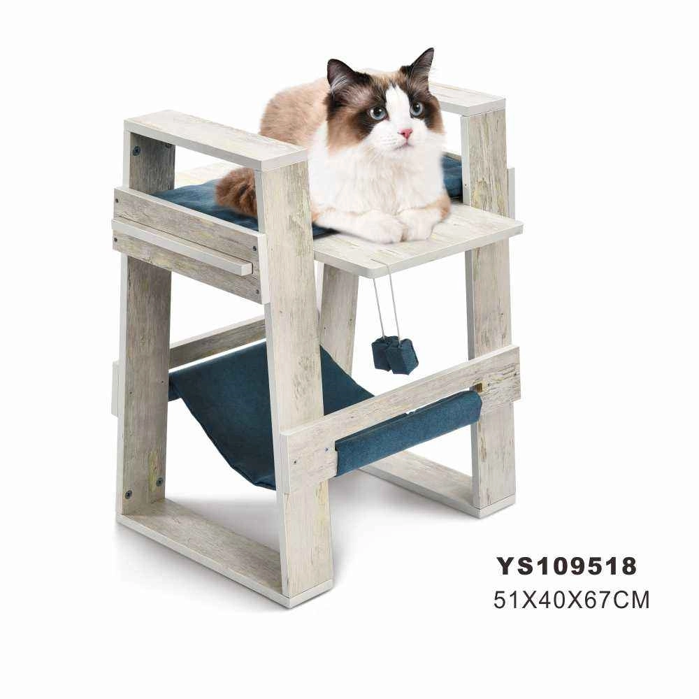 Modern Double Deck Wooden Cat Beds Furniture Pet House for Entertainment and Rest