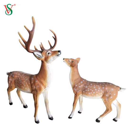 Resin Garden Decor Life Size Fiberglass Reindeer Animal Sculpture for Zoo Decoration