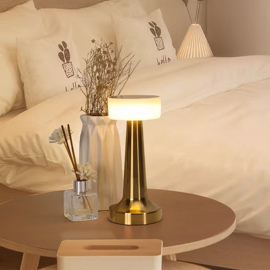 Clothshade Night Lights Rose Gold Cage Table Lamp