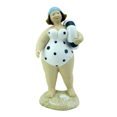 Resin Beautiful Beach Fat Woman Statue Resin Lady Figurine for Home Decoration