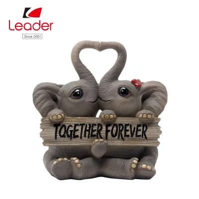 Loving Elephant Couple Figurine Decorative Statues