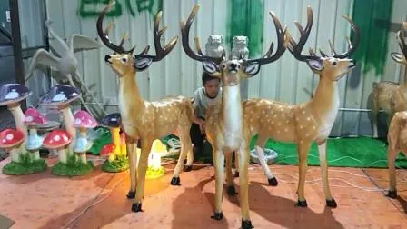 Resin Garden Decor Life Size Fiberglass Reindeer Animal Sculpture for Zoo Decoration