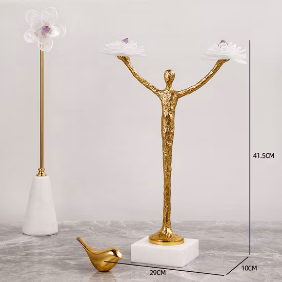 Luxury Light Decoration Interior House Brass Figurines Decor Character Abstract Home Furnishings