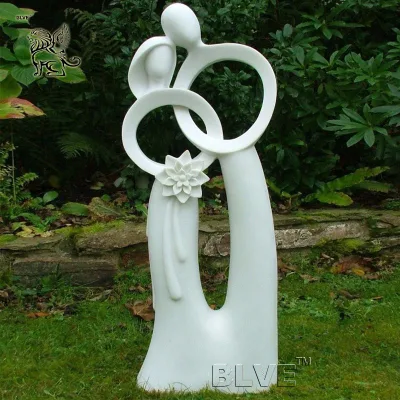 Blve Outdoor Handcarved Life Size White Stone Abstract Marble Couple Sculpture Love Garden Statue for Sale